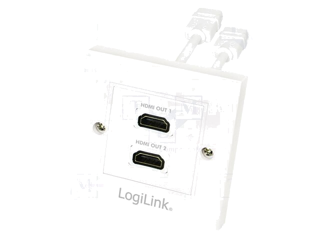 Wandstopcontact; wit; HDMI-contrastekker x4; voor aan de muur Wandstopcontact; wit; HDMI-contrastekker x4; voor aan de muur